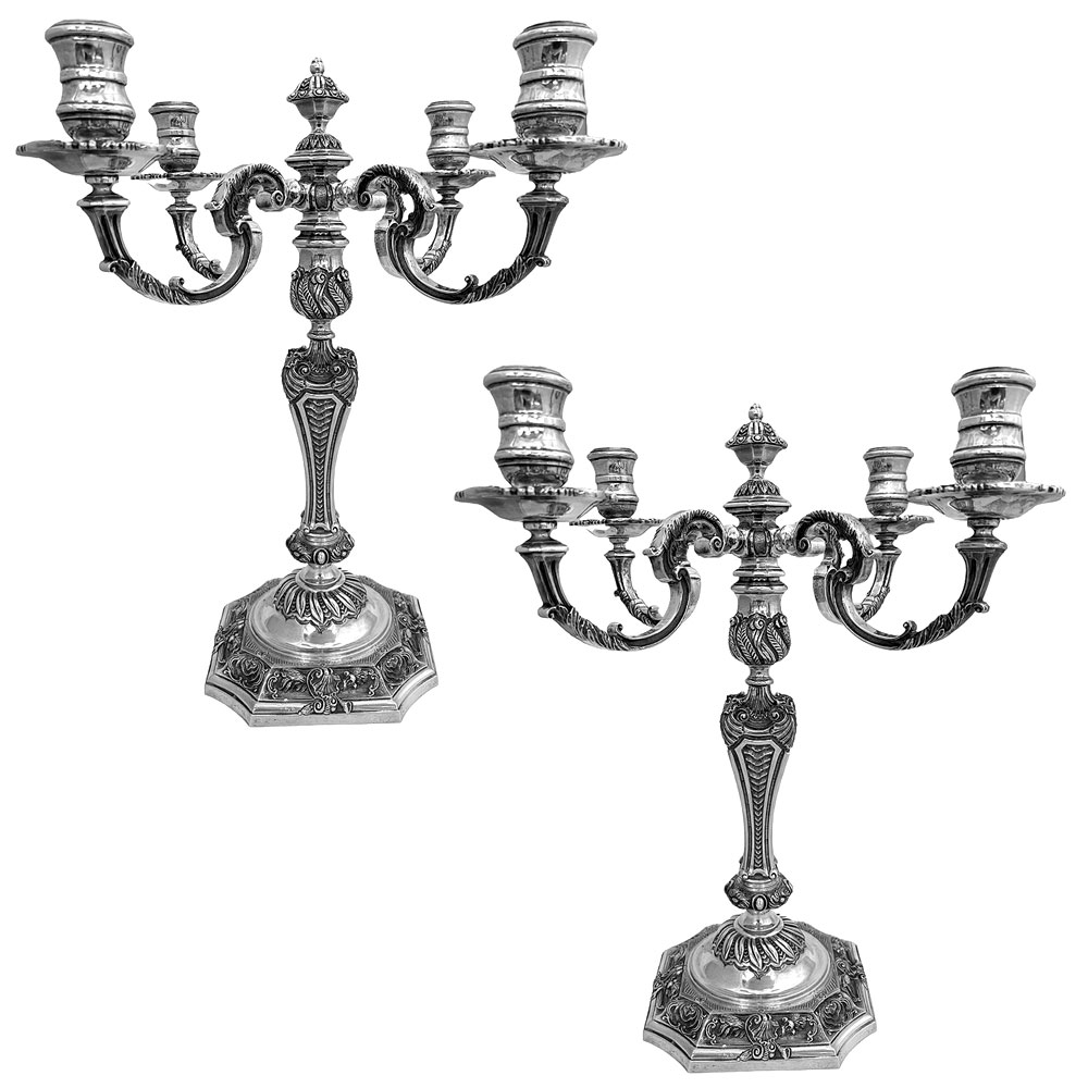 Pair of  Sterling Silver 4 Light Candelabra 1983